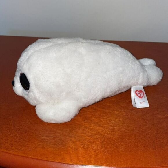 Ty “Icy” beanie baby white plush seal stuffed animal with sparkly blue eyes - Picture 2 of 7